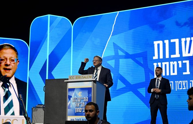 Der israelische Minister für nationale Sicherheit, Itamar Ben Gvir, sprach am Sonntag auf einer Konferenz im International Convention Center in Jerusalem, die den Bau jüdischer Siedlungen im Gazastreifen fordert.<span class='image-autor'>Foto: IMAGO/UPI Photo/IMAGO/DEBBIE HILL</span>