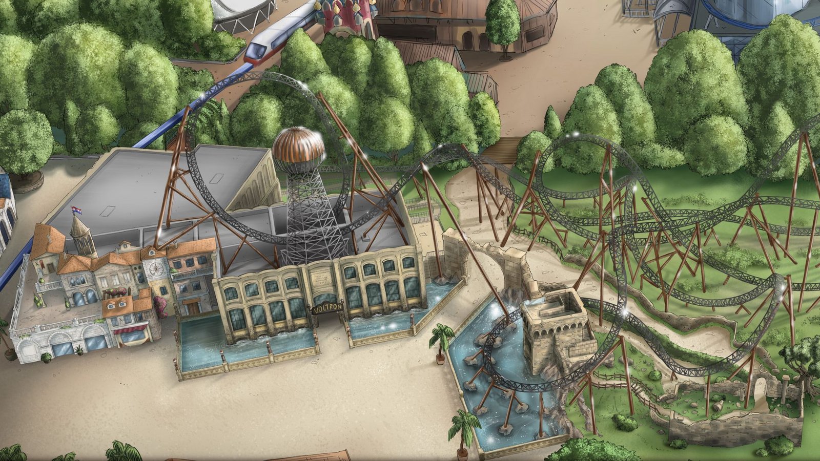 Die neue Anlage in einer Zeichnung von oben. So soll die fertige Achterbahn einmal aussehen.Foto: Europa-Park Die neue Anlage in einer Zeichnung von oben. So soll die fertige Achterbahn einmal aussehen.Foto: Europa-Park