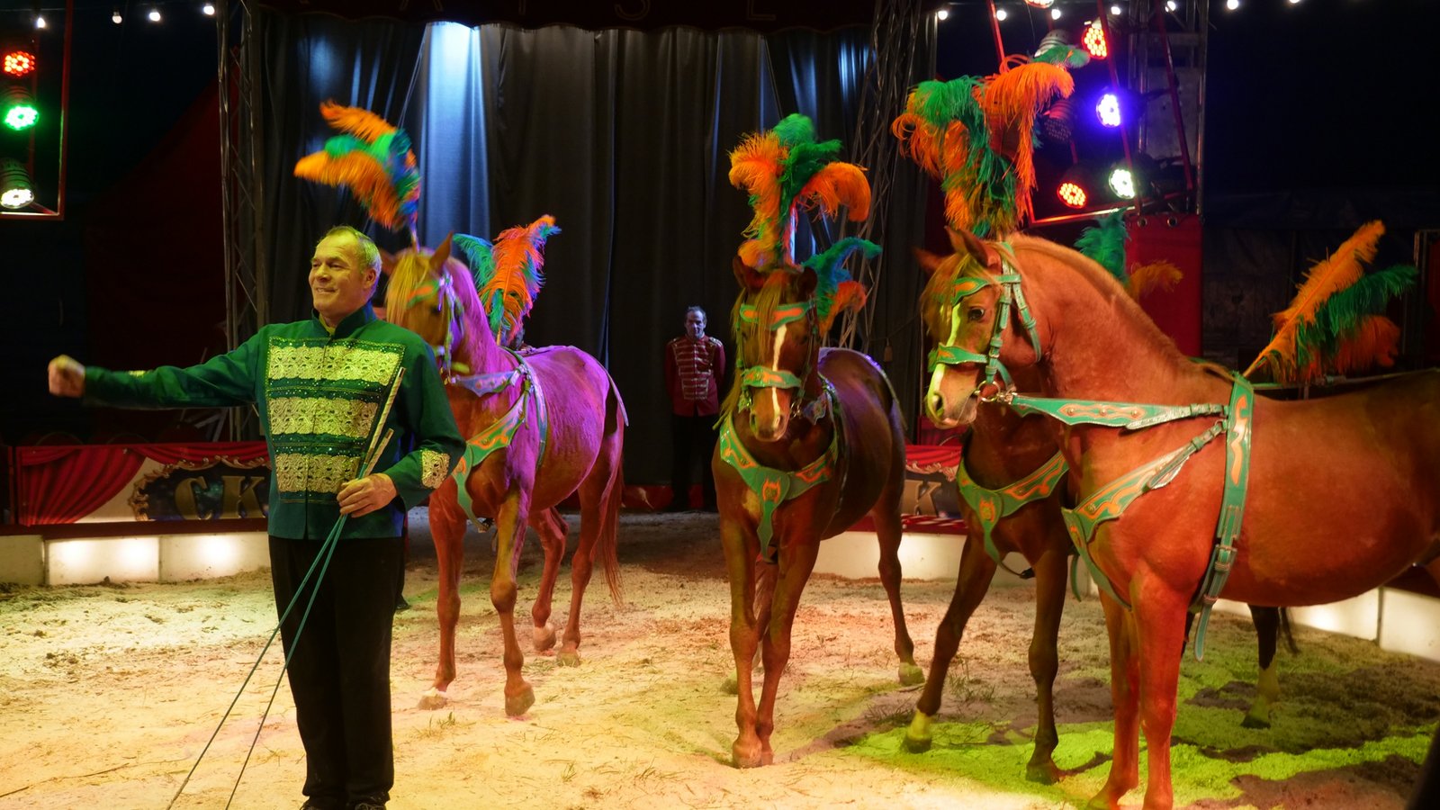 „Tiere gehören zum Zirkus dazu“, sagt Edmund Kaiser, der unter anderem Pferde in der Manege zeigt.  Fotos: Friedrich