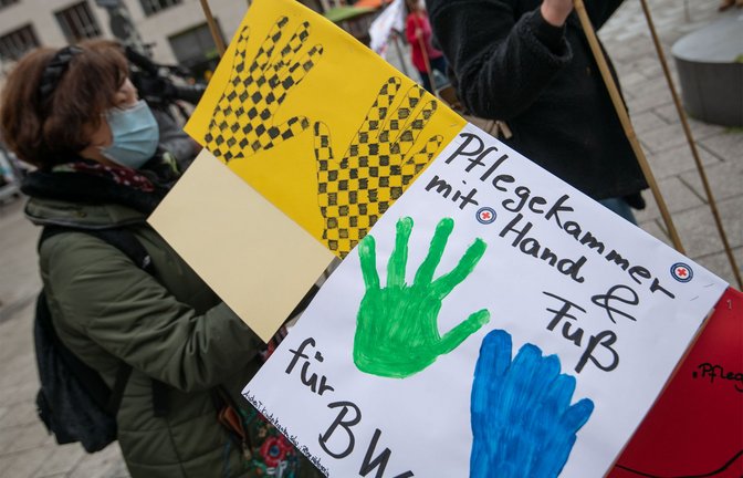 Protestaktion von Pflegeverbänden und  Pflegefachkräften in Stuttgart für eine Pflegekammer<span class='image-autor'>Foto: LICHTGUT/Leif Piechowski</span>