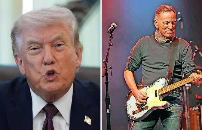 US-Präsident Donald Trump (l.) hat zu einem Boykott der Konzerte von Rockstar Bruce Springsteen aufgerufen.<span class='image-autor'>Foto: Alex Brandon/AP/dpa/Alex Brandon</span>