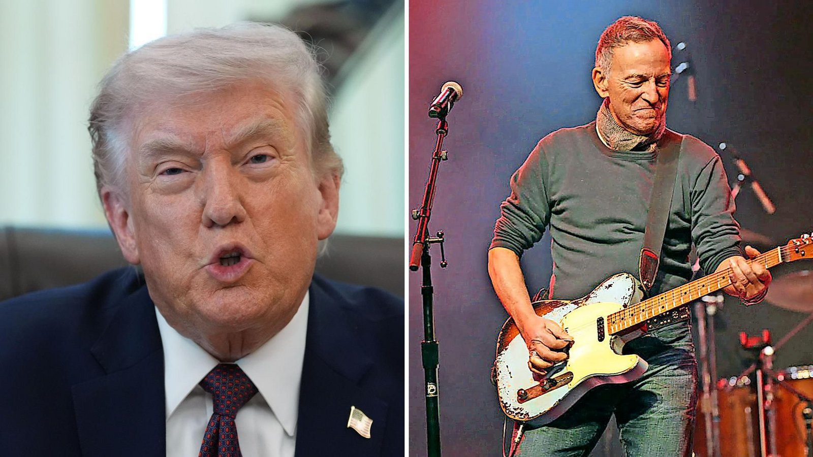 US-Präsident Donald Trump (l.) hat zu einem Boykott der Konzerte von Rockstar Bruce Springsteen aufgerufen.Foto: Alex Brandon/AP/dpa/Alex Brandon