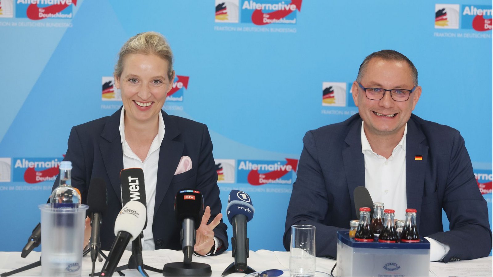 Sie haben gut Grinsen: die Parteivorsitzenden Alice Weidel und Tino Chrupalla.Foto: dpa Sie haben gut Grinsen: die Parteivorsitzenden Alice Weidel und Tino Chrupalla.Foto: dpa