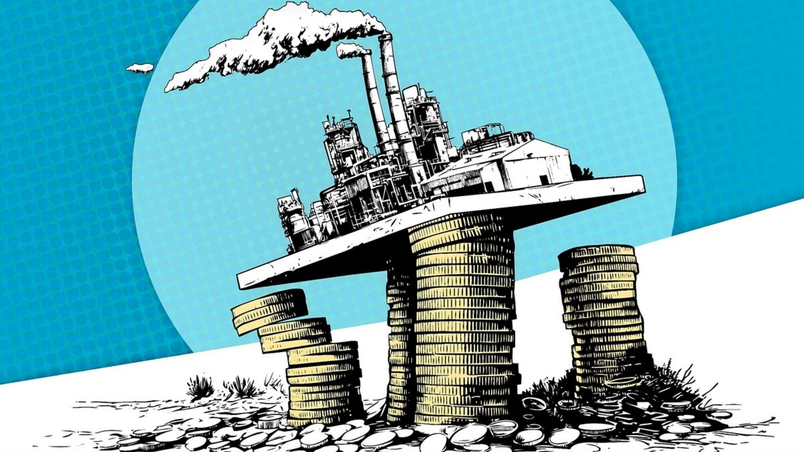 In Schieflage: die Industrie und die kommunalen FinanzenFoto: KI/Midjourney, Illustration: Ruckaberle In Schieflage: die Industrie und die kommunalen FinanzenFoto: KI/Midjourney, Illustration: Ruckaberle