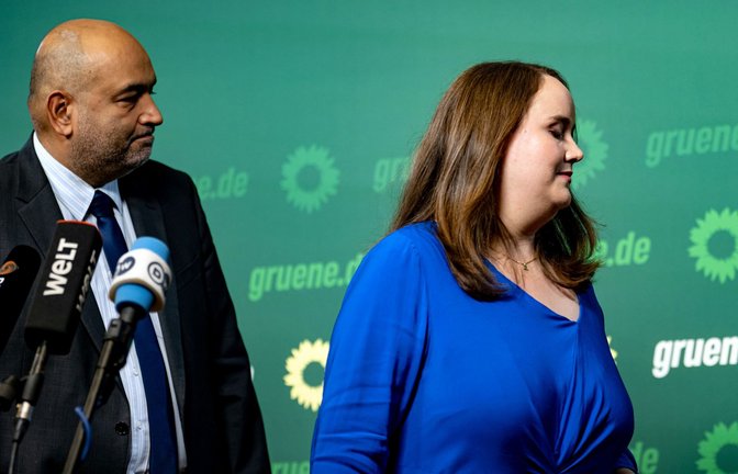 Sie treten als Grünen-Chefs zurück: Omid Nouripour und Ricarda lang.<span class='image-autor'>Foto: dpa/Fabian Sommer</span>