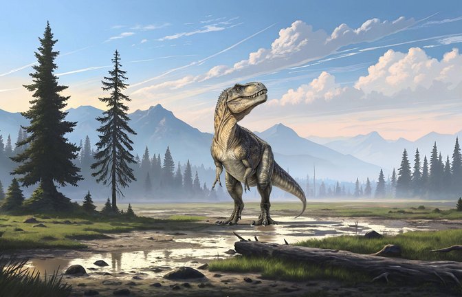 Der  gewaltige T. rex aus der Gruppe der <b>Coelurosauria</b> (wie der lateinische Name lautet, auf deutsch: Hohlschwanz-Echsen) stand als Räuber an der Spitze der Nahrungskette und jagte andere große Saurier<span class='image-autor'>Foto: Imago/StockTrek Images</span>