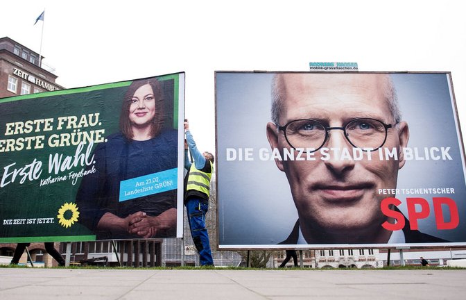 Hamburg ganz im Zeichen der Wahl – hier Wahlplakate in der Innenstadt<span class='image-autor'>Foto: dpa/Daniel Bockwoldt</span>