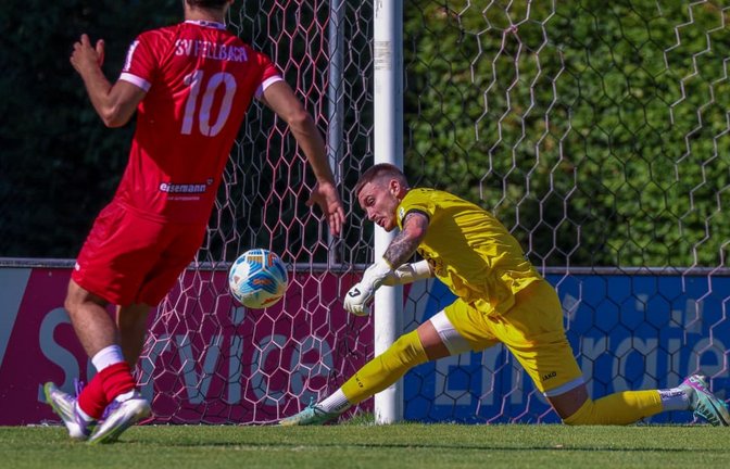 Enrico Caruso, neuer Torwart beim Verbandsligisten SV Fellbach, wird aller Voraussicht nach im Pokalspiel gegen den 1. Göppinger SV zwischen den Pfosten stehen.<span class='image-autor'>Günter Schmid</span>