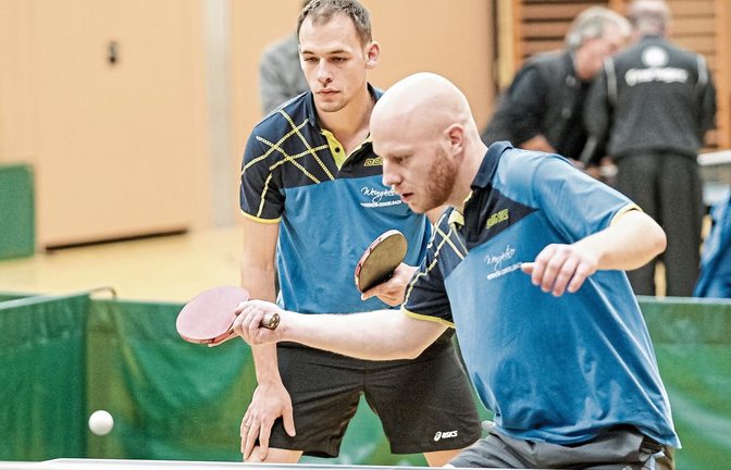 Sebastian Komander (links) und Andreas Kunkel haben mit ihrem zweiten Doppelsieg das Unentschieden für Gündelbach gerettet. Foto: Simecek