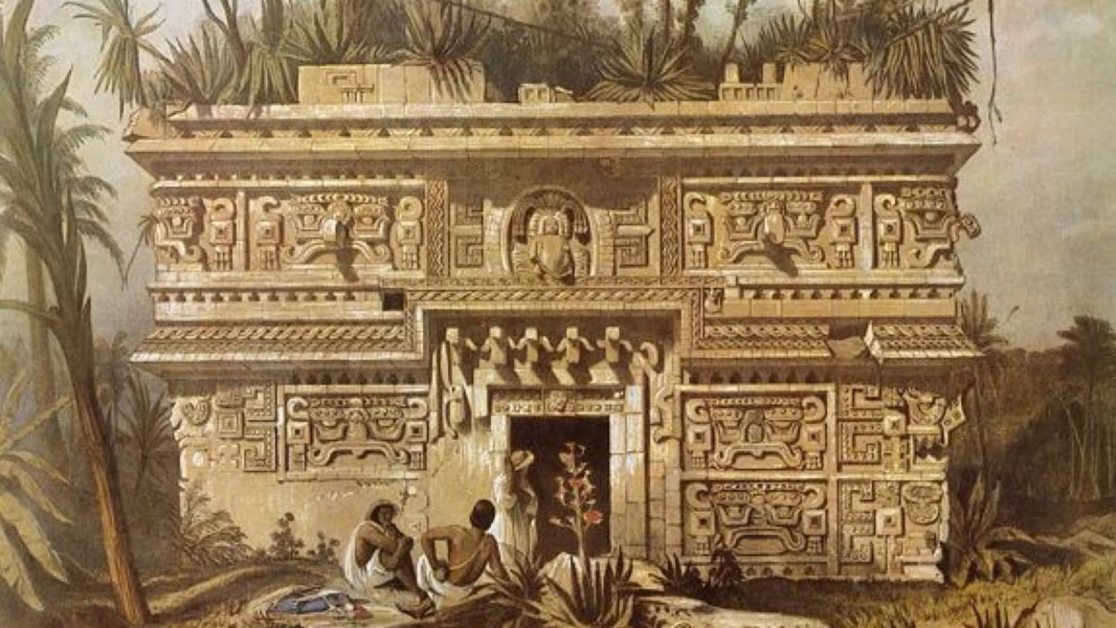 Las Monjas, Chichen Itza, Yucatan, Druck 1843 von Frederick Catherwood (1799–1854): Zusammen mit dem US-Bürger John Lloyd Stephens legte der britische Archäologe Catherwood den Grundstein für Entdeckung und Erforschung der Hochkultur der Maya.Brooklyn Museum, 2008/Wikimedia Las Monjas, Chichen Itza, Yucatan, Druck 1843 von Frederick Catherwood (1799–1854): Zusammen mit dem US-Bürger John Lloyd Stephens legte der britische Archäologe Catherwood den Grundstein für Entdeckung und Erforschung der Hochkultur der Maya.Brooklyn Museum, 2008/Wikimedia