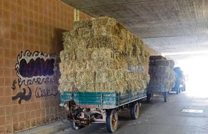 Unter den Gleisen des Vaihinger Bahnhofs: Ein trockener Abstellplatz fürs Stroh als Zwischenlager.  Foto: Arning