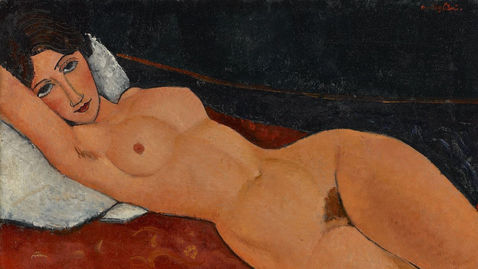 In der Staatsgalerie-Sammlung: Amedeo Modiglianis „Liegender Frauenakt auf weißem Kissen“, um 1917Foto: Staatsgalerie Stuttgart/Staatsgalerie Stuttgart