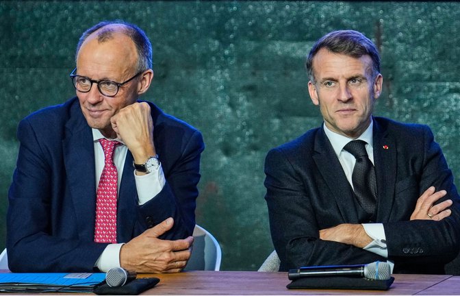 Kanzler Friedrich Merz (links) und Frankreichs Präsident Emmanuel Macron sehen sich als überzeugte Europäer. Doch im Streit um den Kampfjet FCAS geben sie nationalen Egoismen nach.<span class='image-autor'>Foto: Ebrahim Noroozi/Pool AP/dpa</span>