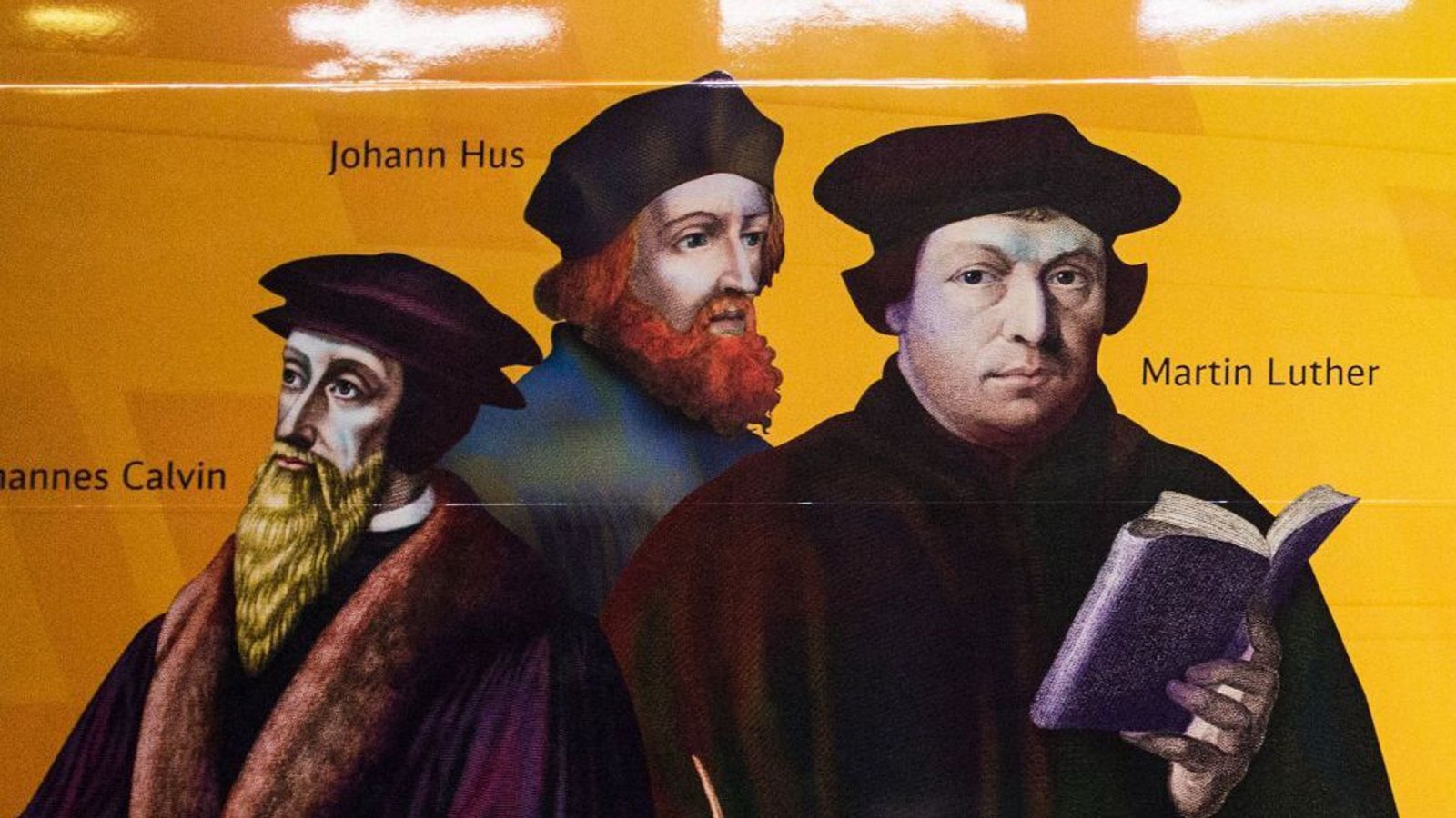 Väter der Reformation: Johannes Calvin, Johannes Hus und Martin Luther.Foto: d/a Väter der Reformation: Johannes Calvin, Johannes Hus und Martin Luther.Foto: d/a