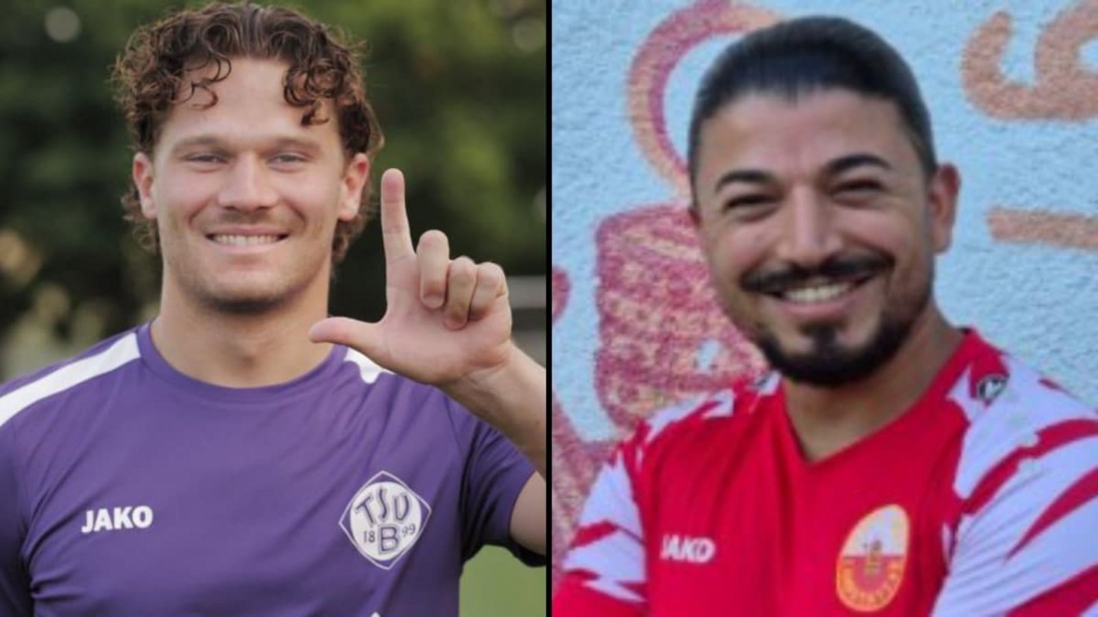 Von links: Fabian Leidenbach (TSV Bernhausen) und Talha Kavak (Spvgg Cannstatt).Günter Bergmann, Spvgg Cannstatt