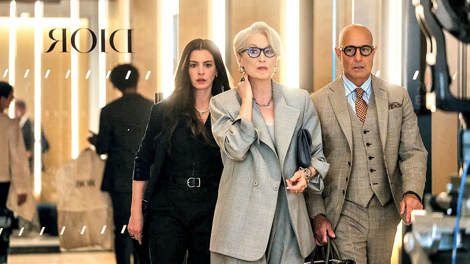 Wieder da: Anne Hathaway, Meryl Streep und Stanley Tucci (v. li.) in „Der Teufel trägt Prada 2“Foto: 20th Century Studios/Macall Polay