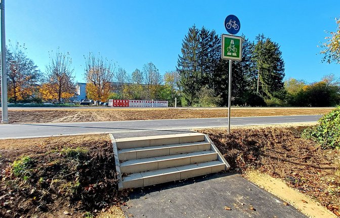 An dieser Treppe fehlt laut dem Regierungspräsidium noch eine Metallschiene für Radler.<span class='image-autor'>Foto: /Dirk Messer</span>