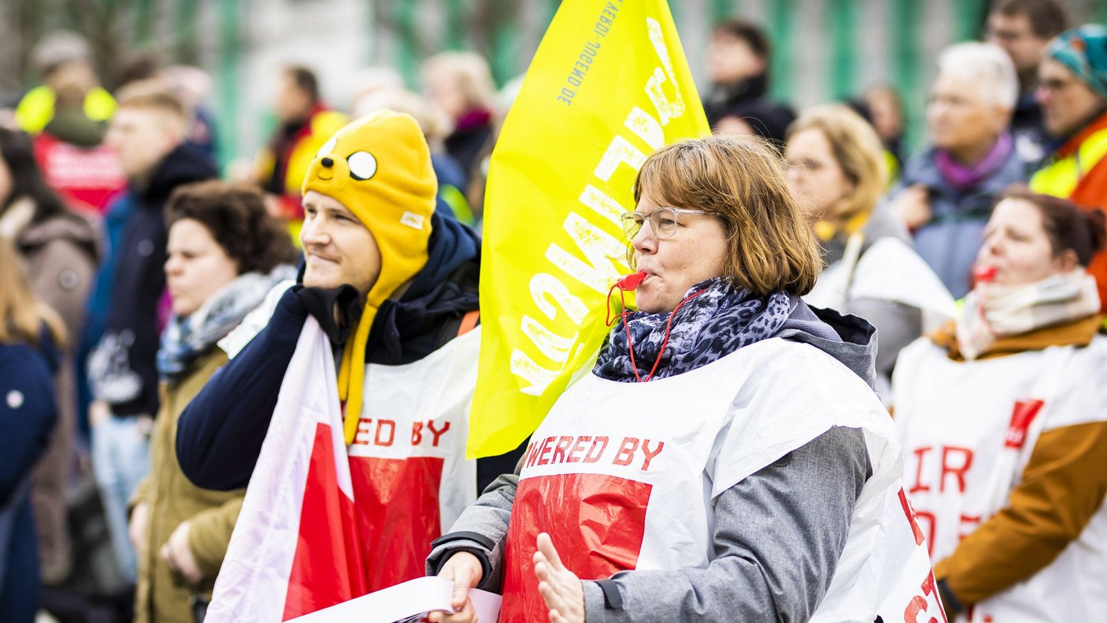 In diesen Wochen gibt es für Verdi-Mitglieder zahlreiche Gelegenheiten zum offenen Protest.Foto: dpa/Moritz Frankenberg