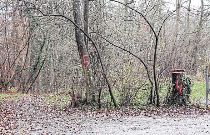 Am Parkplatz an der L1125 auf Großglattbacher Markung waren am Dienstag Kriminaltechniker zugange gewesen. Die Zahlen deuten möglicherweise noch darauf hin.  Foto: Küppers