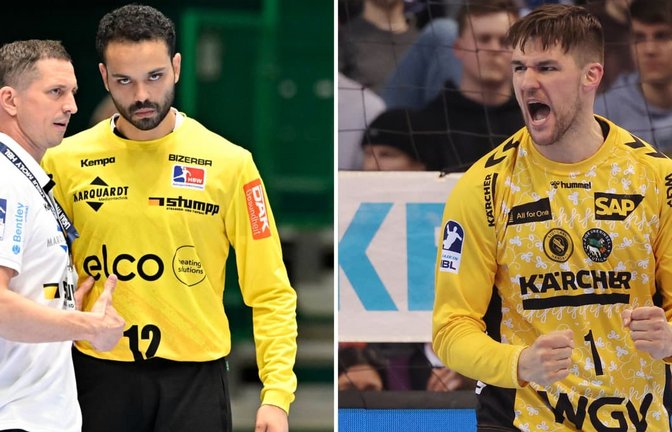 Jens Bürkle, Mitglied der Sportlichen Leitung und Jugendkoordinator beim TVB Stuttgart, arbeitete schon in Balingen mit Mohamed El-Tayar zusammen, auch Mateusz&nbsp; Kornecki (re.) stand beim HBW im Tor&nbsp;– am Freitag kehrt das Trio zu seinem Ex-Club zurück.<span class='image-autor'>Imago und Baumann</span>
