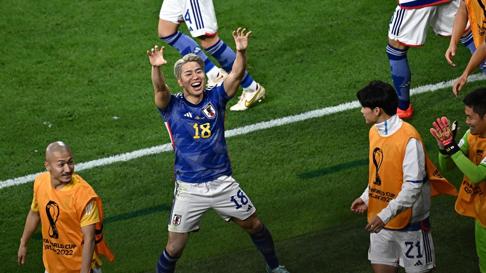 Takuma Asano bejubelt seinen Siegtreffer gegen DeutschlandFoto: AFP