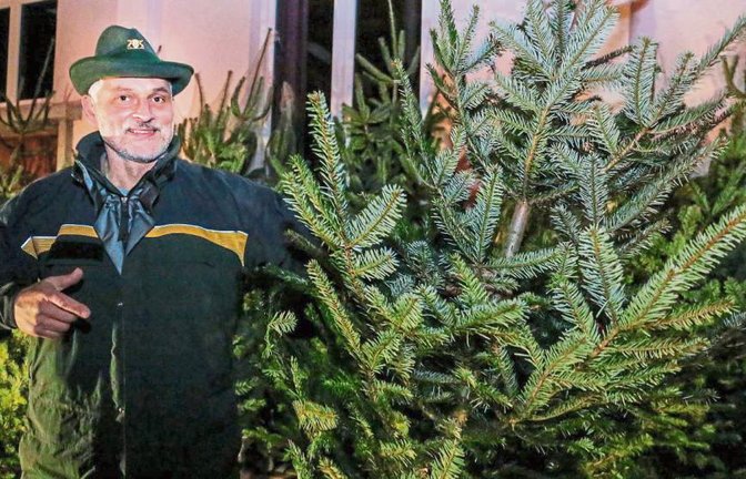 Förster und Auktionator Rolf Esslinger weiß, wie sich ein hübscher Baum zu Geld machen lässt. Foto: Jansen