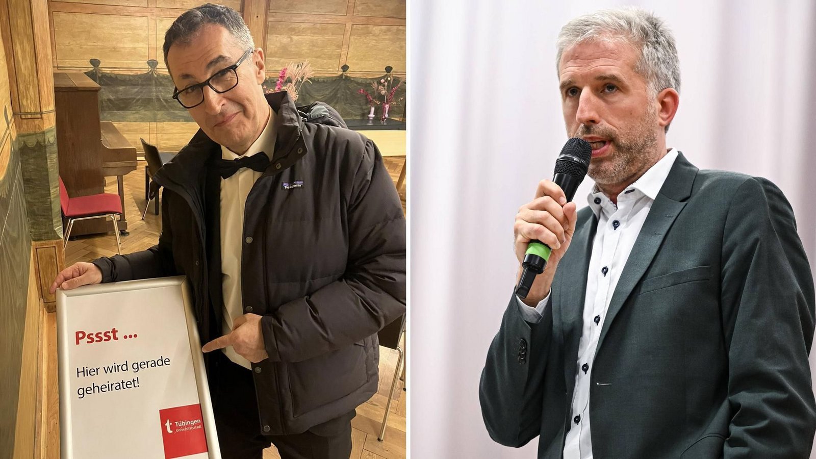 Cem Özdemir hat am Valentinstag um kurz nach Mitternacht Flavia Zaka geheiratet, Boris Palmer machte es in seiner Rolle als Standesbeamter möglich.Foto: Facebook-Profil Boris Palmer, imago/Markus Ulmer Cem Özdemir hat am Valentinstag um kurz nach Mitternacht Flavia Zaka geheiratet, Boris Palmer machte es in seiner Rolle als Standesbeamter möglich.Foto: Facebook-Profil Boris Palmer, imago/Markus Ulmer