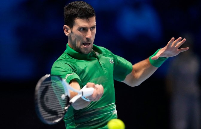 Hat auch sein drittes Spiel bei den ATP-World Tour Finals gewonnen: Novak Djokovic in Aktion.<span class='image-autor'>Foto: Antonio Calanni/AP/dpa</span>