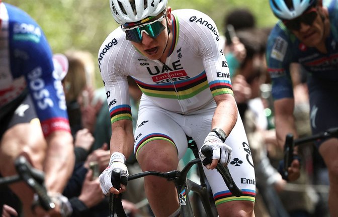 Tadej Pogacar bei Paris-Roubaix.<span class='image-autor'>Foto: Anne-Christine Poujoulat/AFP/dpa</span>