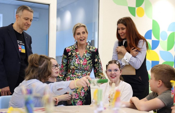 In Irpin traf sich Herzogin Sophie mit ukrainischen Kindern.<span class='image-autor'>Foto: AFP/ANATOLII STEPANOV</span>