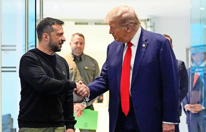 Das bisher letzte Treffen von Wolodymyr Selenskyj (links) und Donald Trump fand im September vorigen Jahres in New York statt.<span class='image-autor'>Foto: dpa/Julia Demaree Nikhinson</span>