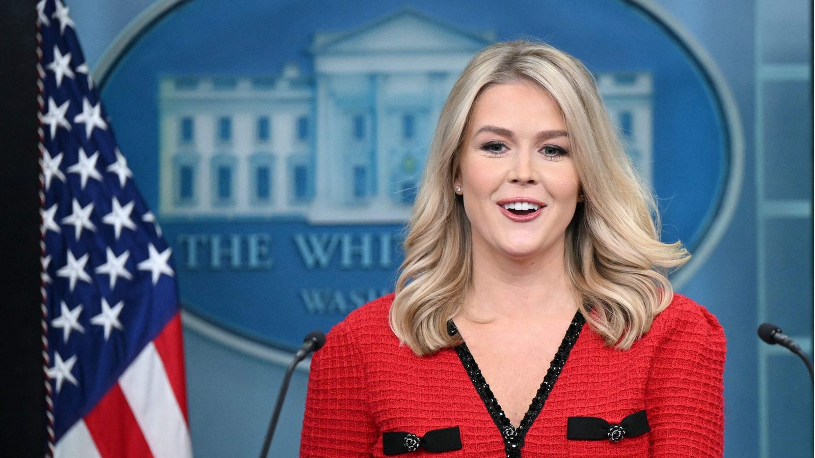 In ihrem ersten Briefing wirkte Leavitt routiniert und sicher im Austausch mit den Medien.Foto: AFP/MANDEL NGAN In ihrem ersten Briefing wirkte Leavitt routiniert und sicher im Austausch mit den Medien.Foto: AFP/MANDEL NGAN