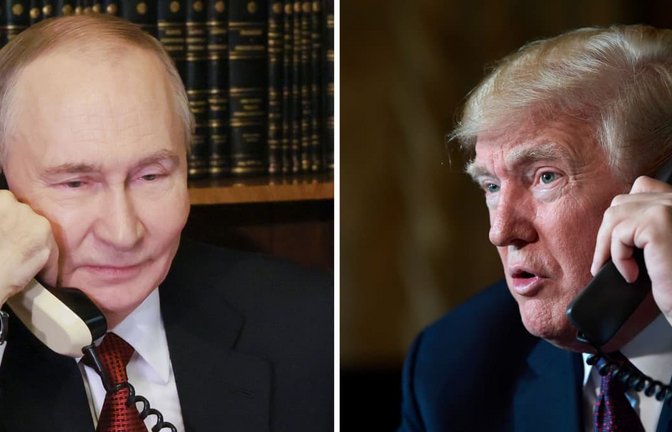 US-Präsident Donald Trump (r.) sprach mit Russlands Präsident Wladimir Putin (Archivbild).<span class='image-autor'>Mikhail Metzel/Pool Sputnik Kremlin/AP/dpa</span>