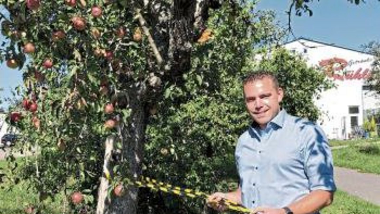 Der Bürgermeister gibt das Obst frei.  Foto: p