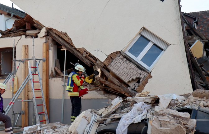 Explosion in Stutensee am 17. Februar:  Das Gebäude war wie ein Kartenhaus zusammengebrochen.<span class='image-autor'>Foto: dpa/René Priebe</span>