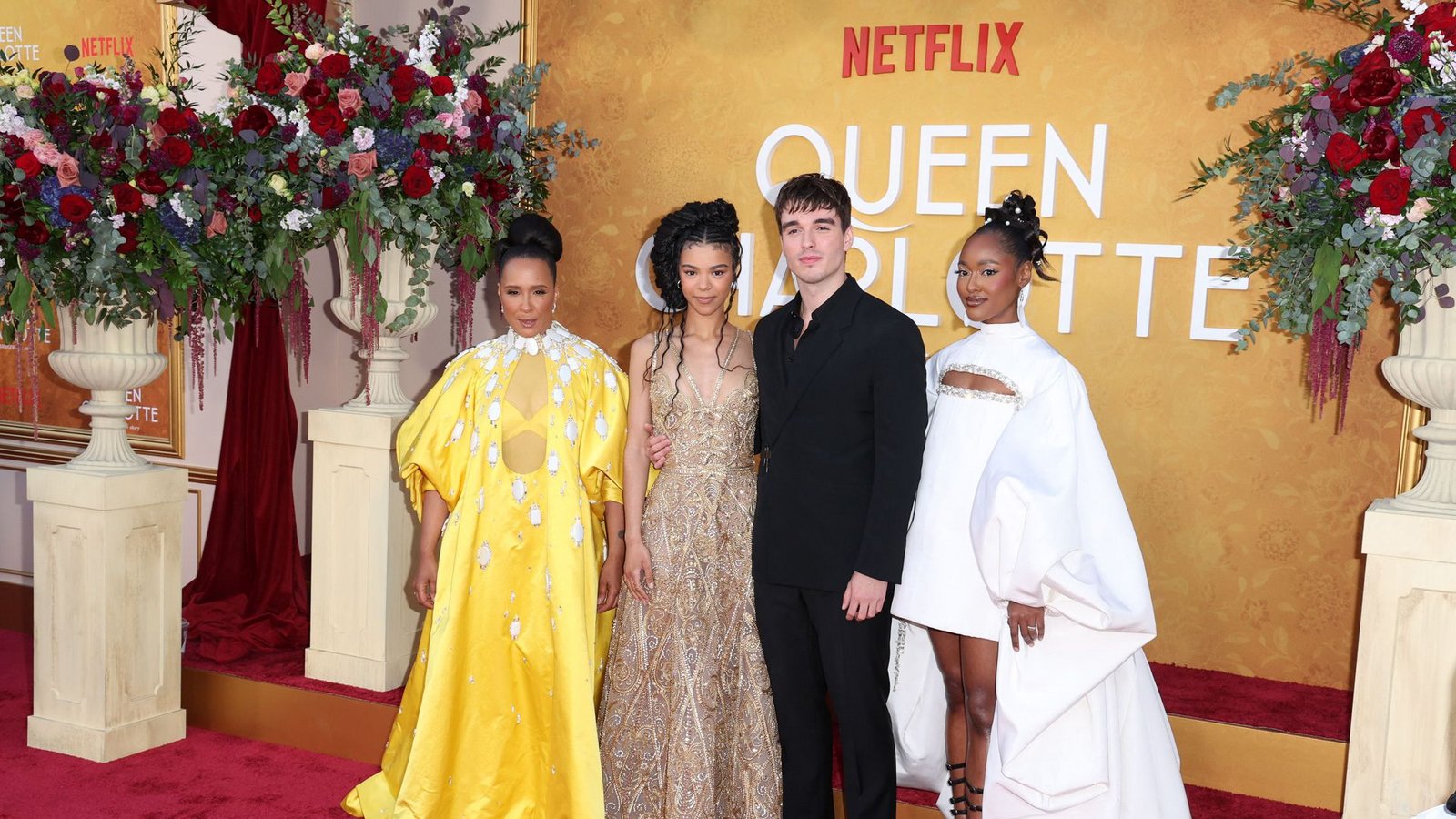 Von links: Schauspieler Golda Rosheuvel, India Amarteifio, Corey Mylchreest und Arsema ThomasFoto: Getty Images via AFP/PHILLIP FARAONE