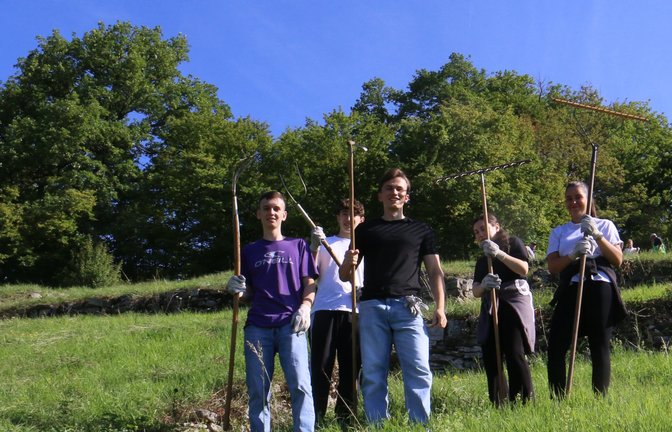 Sie sind bereit für den Arbeitseinsatz für den Erhalt der Magerwiesen.  <span class='image-autor'>Fotos: Rücker</span>