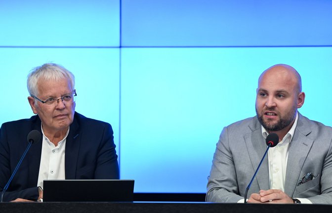 Emil Sänze (links) und Markus Frohnmaier führen die AfD im Land.<span class='image-autor'>Foto: dpa/Bernd Weißbrod</span>