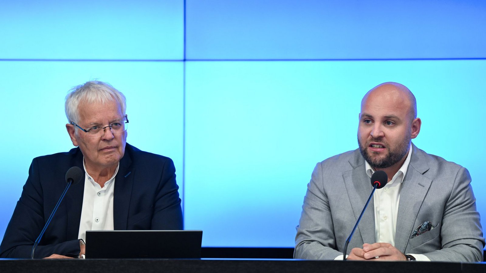 Emil Sänze (links) und Markus Frohnmaier führen die AfD im Land.Foto: dpa/Bernd Weißbrod