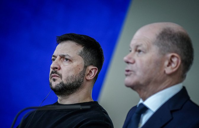Enge Verbündete: der ukrainische Präsident Selenskyj (li.) und Bundeskanzler Scholz.<span class='image-autor'>Foto: dpa/Kay Nietfeld</span>