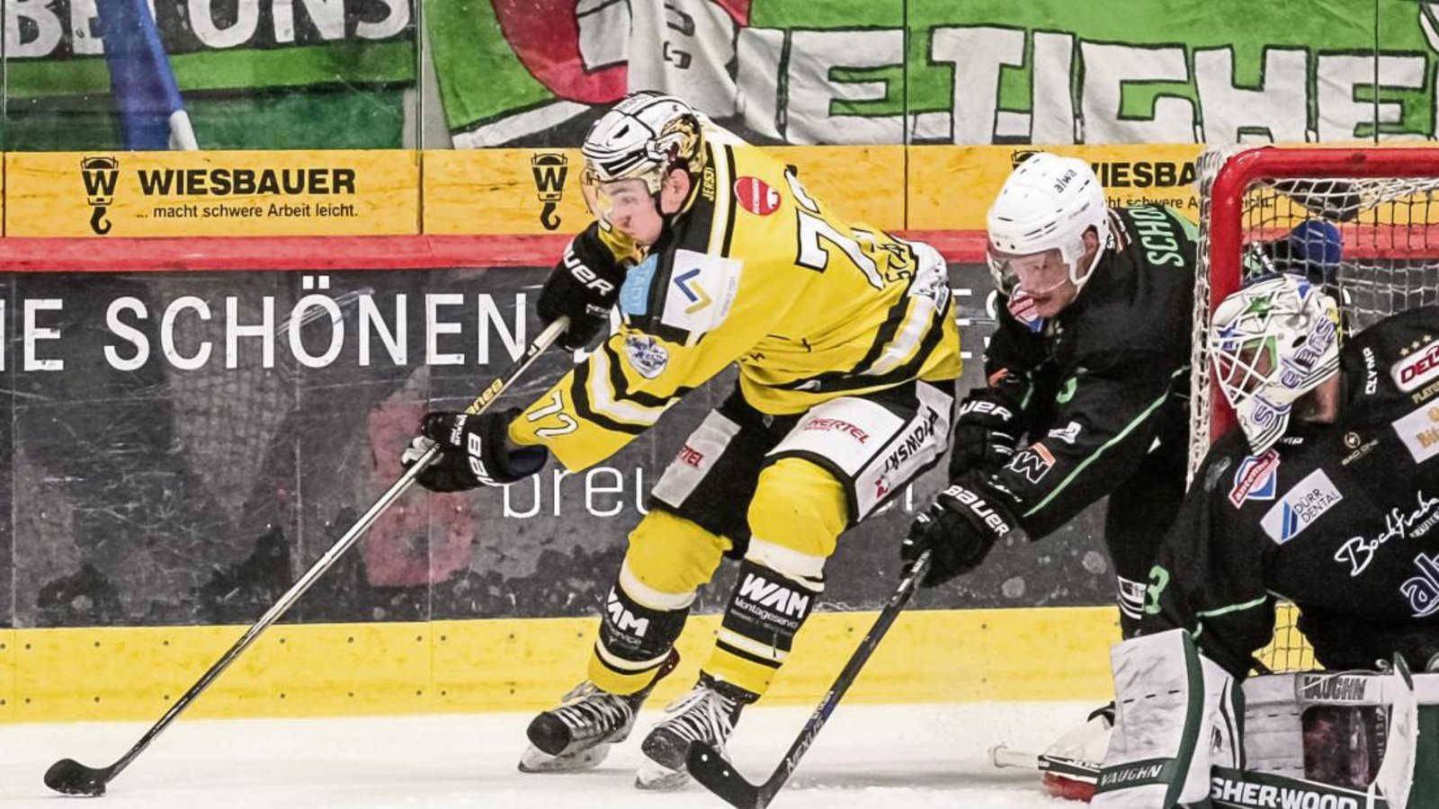 Die Bayreuth Tigers (links Sergej Stas) haben im vierten Spiel den Kopf aus der Schlinge gezogen und die Steelers geschlagen. Foto: Archiv/Simecek Die Bayreuth Tigers (links Sergej Stas) haben im vierten Spiel den Kopf aus der Schlinge gezogen und die Steelers geschlagen. Foto: Archiv/Simecek