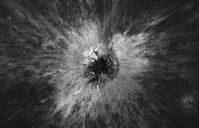 Der Krater mit dem Namen McGetchin habe einen Durchmesser von 222 Metern, teilt die Nasa mit. Ein solches Ereignis komme laut Wissenschaftlern nur „einmal im Jahrhundert oder sogar noch seltener“ vor, erklärt die Nasa.<span class='image-autor'>Nasa Goddard/Intuitive Machines/Robert Wagner</span>