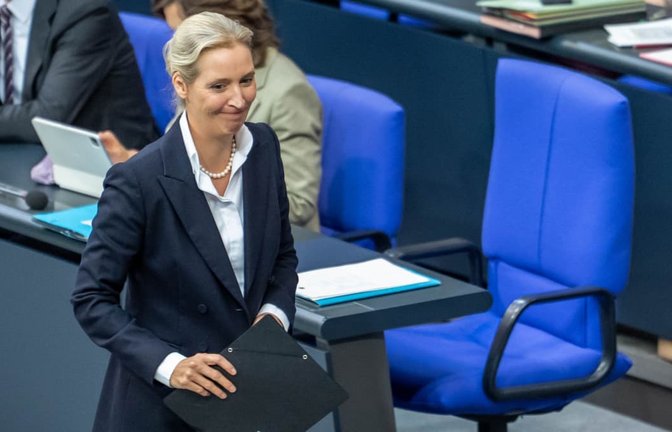 Schwächt den Anti-EU-Kurs ihrer Partei ab: AfD-Chefin Alice Weidel.<span class='image-autor'>Michael Kappeler/dpa</span>