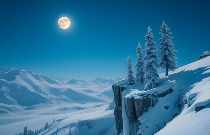 Den Februarvollmond nennen die Algonquin, eines der indianischen Völker Kanadas, Schneemond.<span class='image-autor'>Foto: Imago/Panthermedia</span>