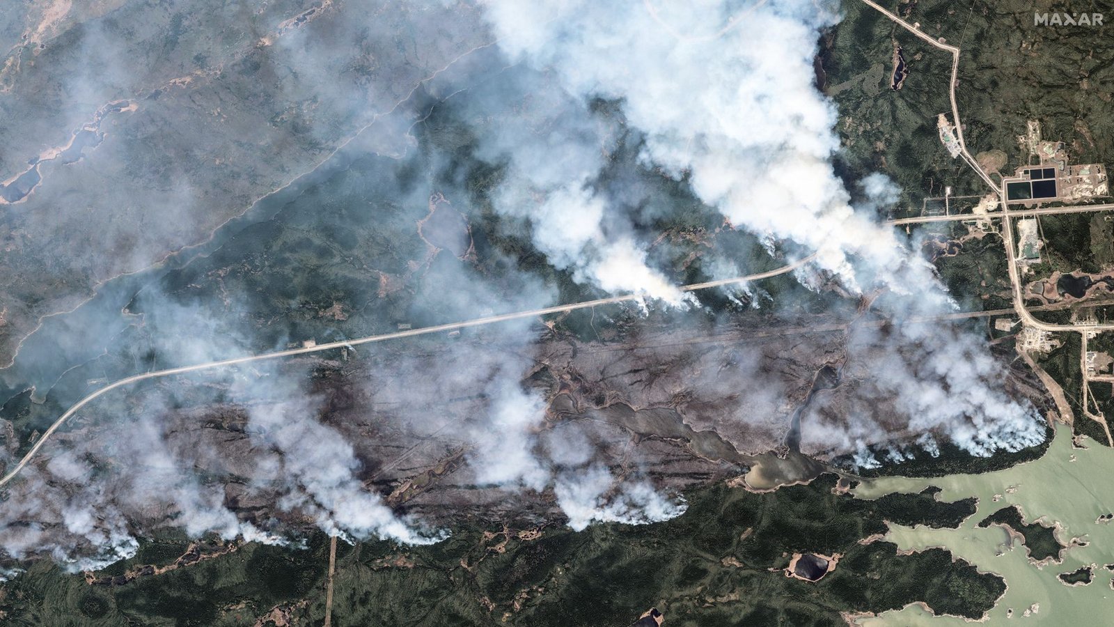 In Kanada sind viele Waldbrände außer Kontrolle.Foto: Maxar Technologies/AP/dpa In Kanada sind viele Waldbrände außer Kontrolle.Foto: Maxar Technologies/AP/dpa