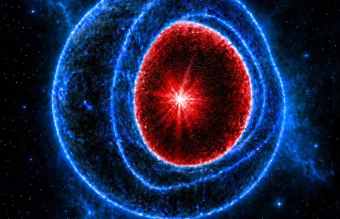 Das Innere eines Gravasterns: Ein expandierendes Mini-Universum könnte ein Gegenwicht zur kollabierenden Materie eines Sterns bilden und so zu einem stabilen Gravastern führen.<span class='image-autor'>Foto: D. Jampolski/L.Rezzolla/Goethe-Universität Frankfurt</span>