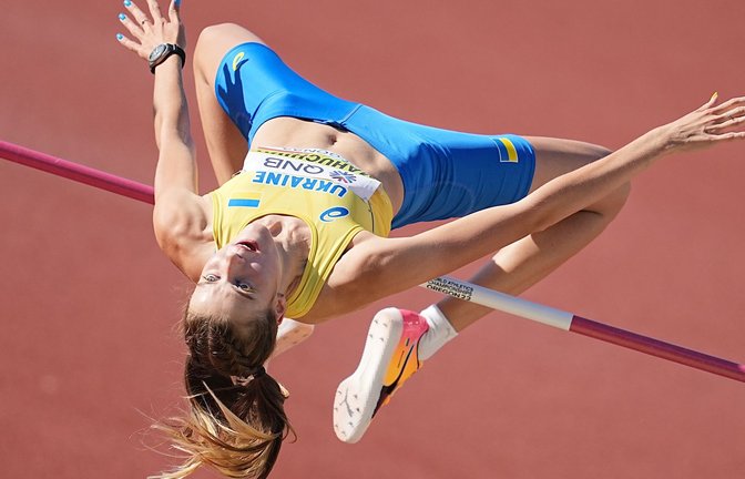 Die Ukrainerin Jaroslawa Mahutschich übersprang 2,02 Meter und kam damit zu WM-Silber.<span class='image-autor'>Foto: Michael Kappeler/dpa</span>
