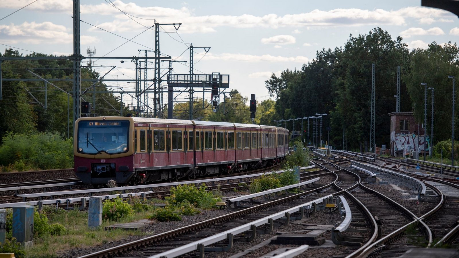 Eine S-Bahn fährt in den S-Bahnhof Grunewald ein.Foto: Christophe Gateau/dpa