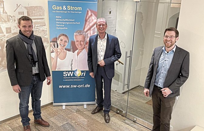 Der Oberriexinger Bürgermeister Frank Wittendorfer (von links) und die beiden Geschäftsführer der Stadtwerke Oberriexingen, Richard Mastenbroek und Jens Hübner. Foto: p