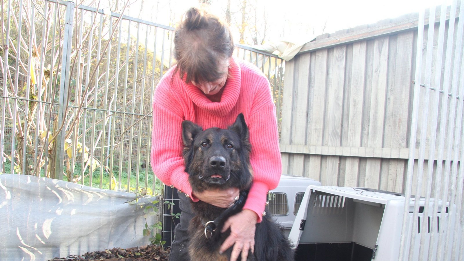 Anneliese Petzold und Schäferhund Chuck würden sich über ein neues Freilaufgehege freuen.  Foto: Banholzer